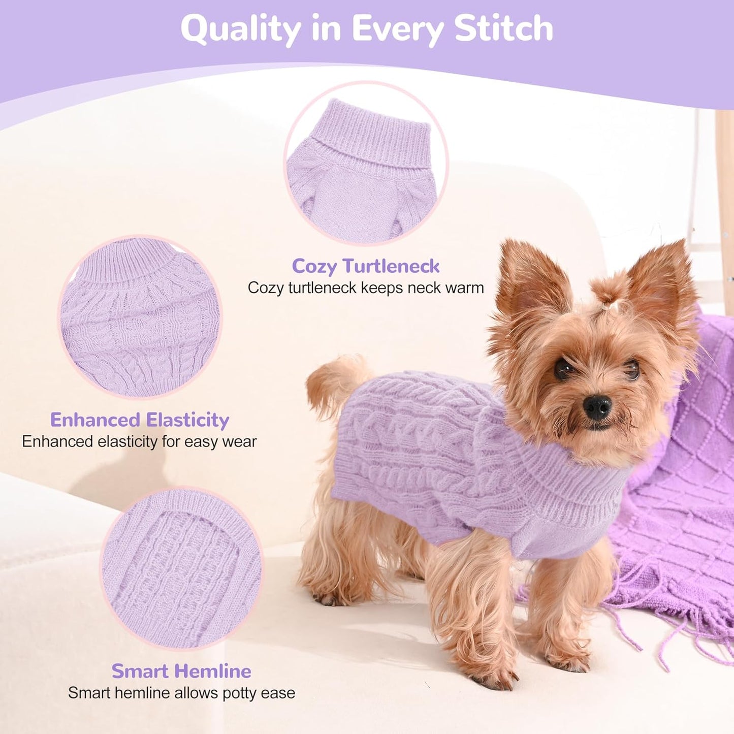 2 Pack Dog Sweaters for Small Dog Winter