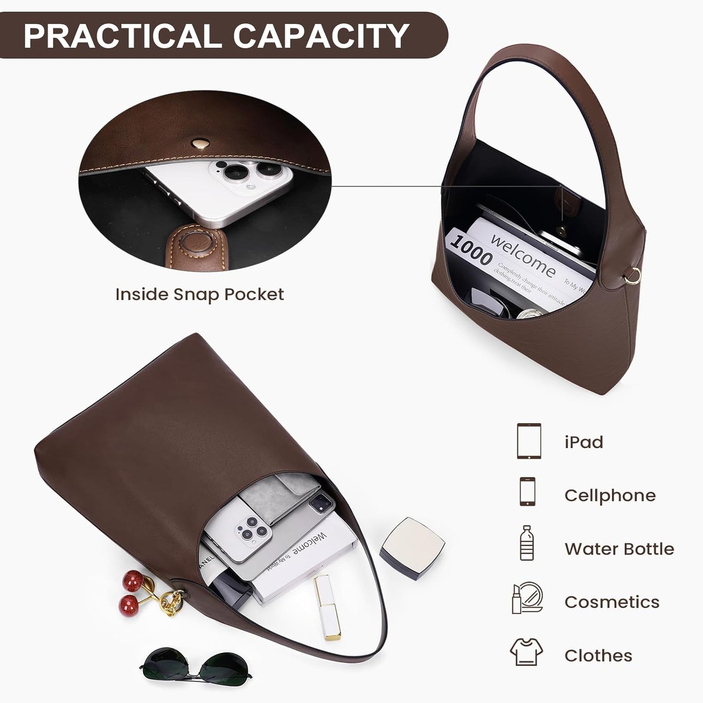 Faux Suede Hobo Bags Vegan Leather 