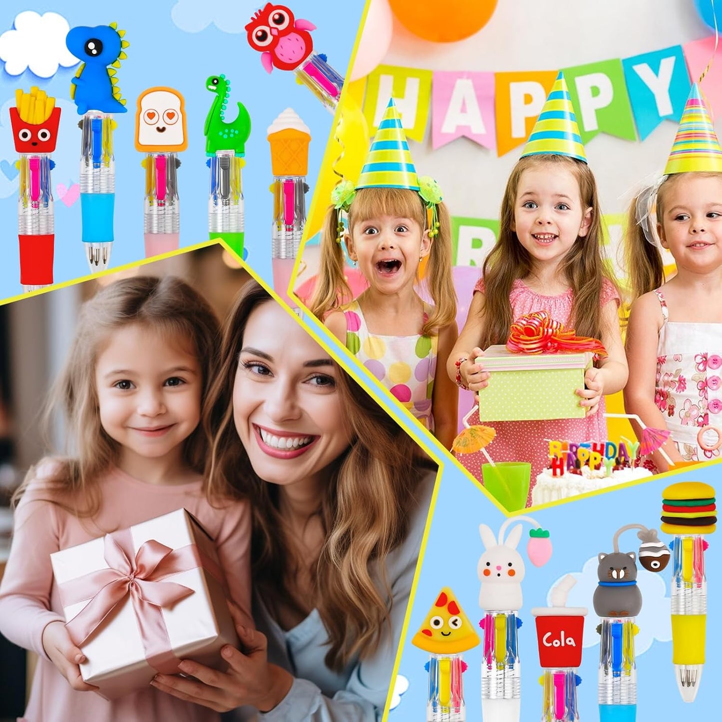 50Pcs Mini Multicolor Pens in One 4-In-1