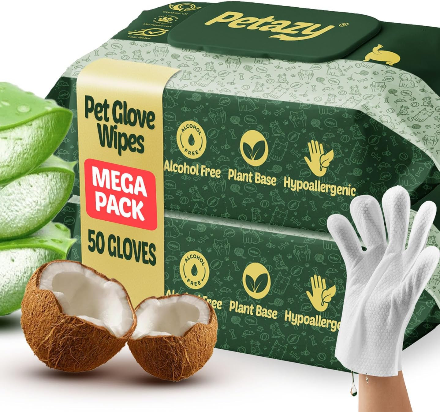 Pet Glove Wipes for Dogs & Cats 
