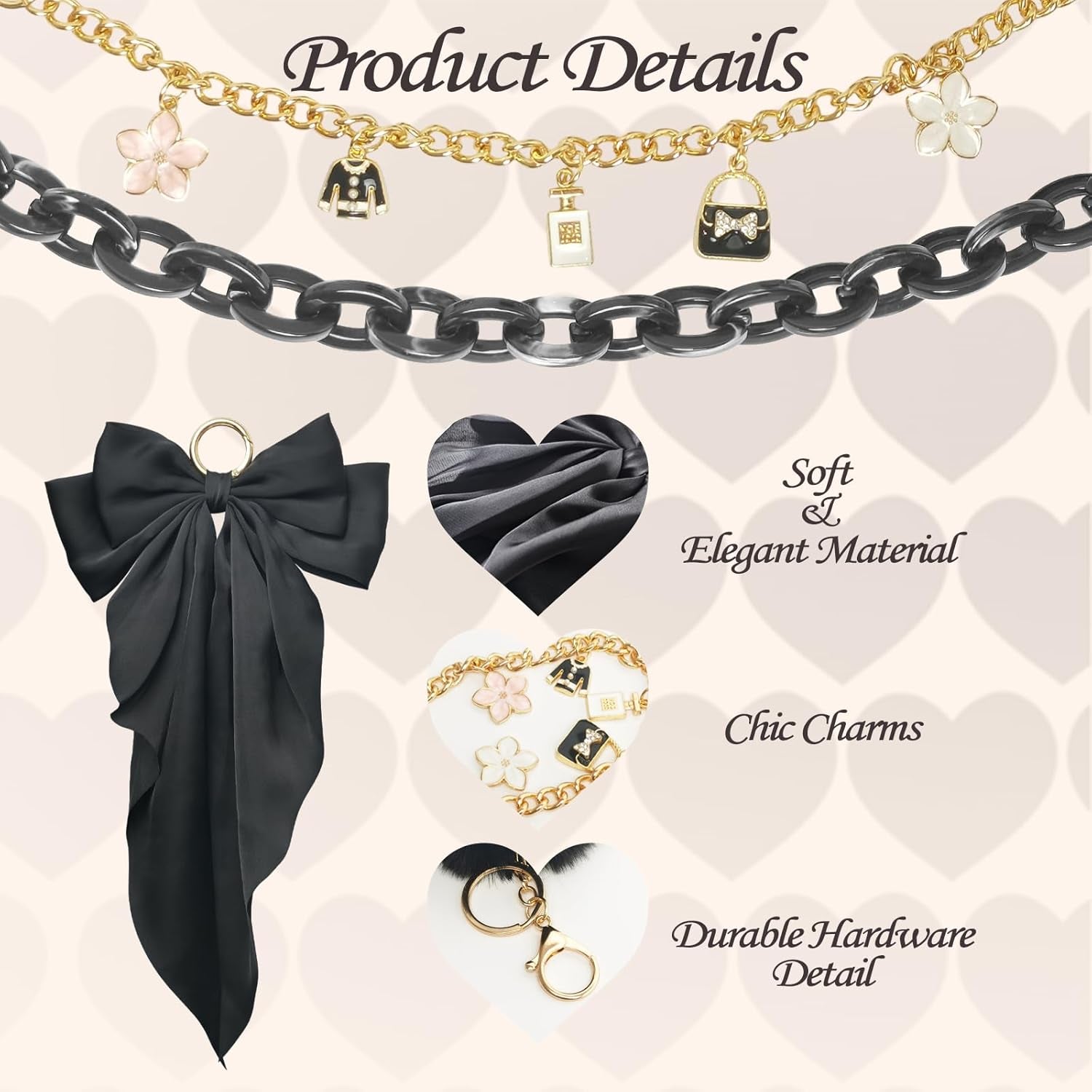 4PCS Tote Bag Decor Kit, Decorative 