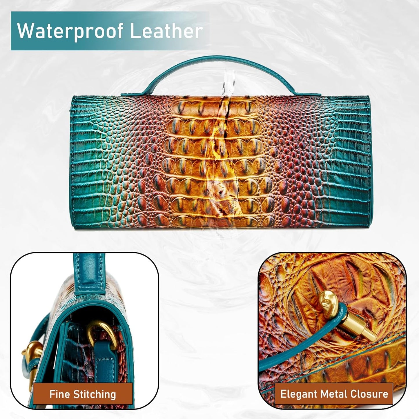 Trendy Women Crocodile Evening Clutch 