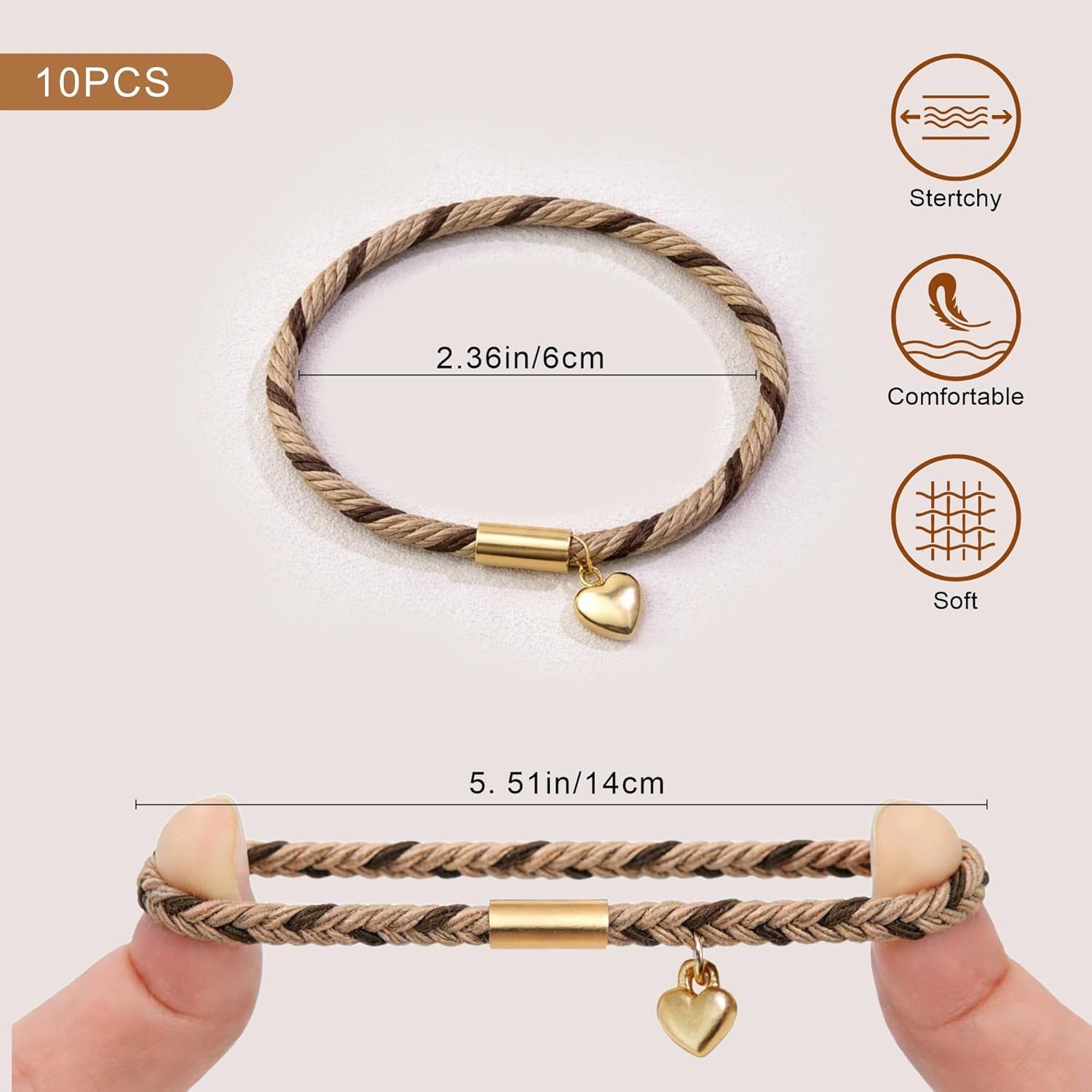 Boho Hair Ties, 10 PCS Cute Bands 
