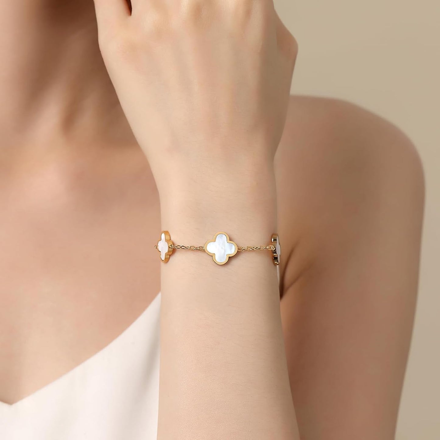 18K Gold Plated Four Leaf Clover Breclet