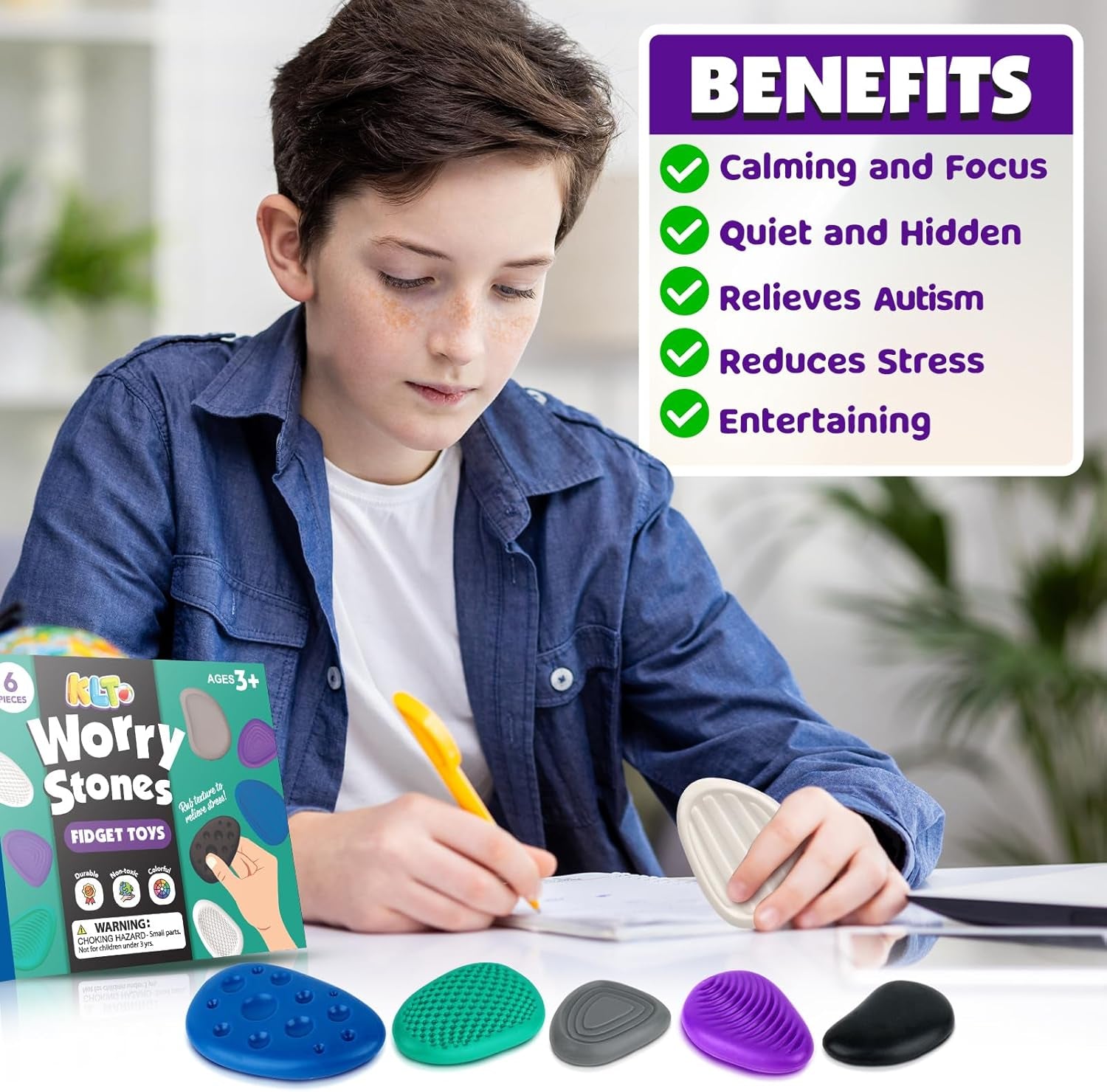 Fidget Toys Adults Sensory Stone: 6 Pack