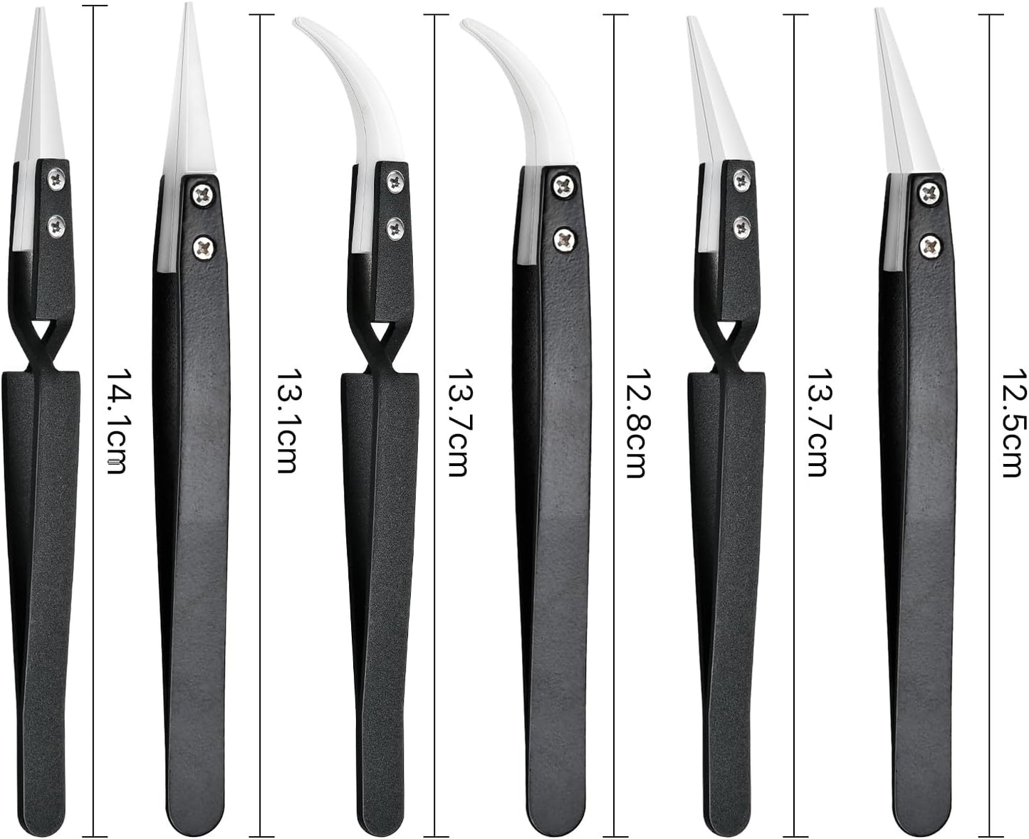 6 Pcs Precision Reverse Ceramic Tweezers