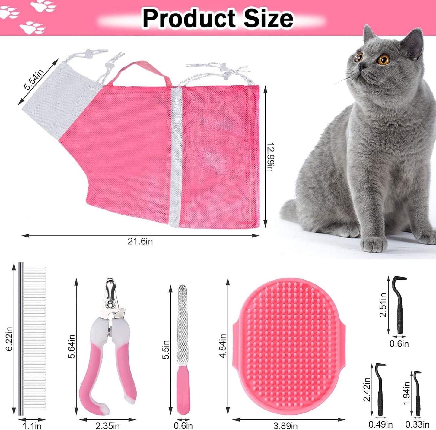 Cat Washing Bag 10 PCS Set, Adjustable