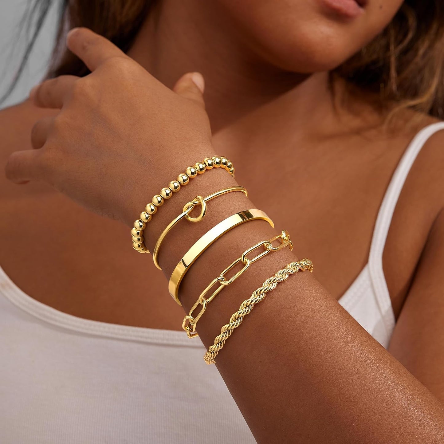 Gold Bracelets Set for Women Non Tarnish