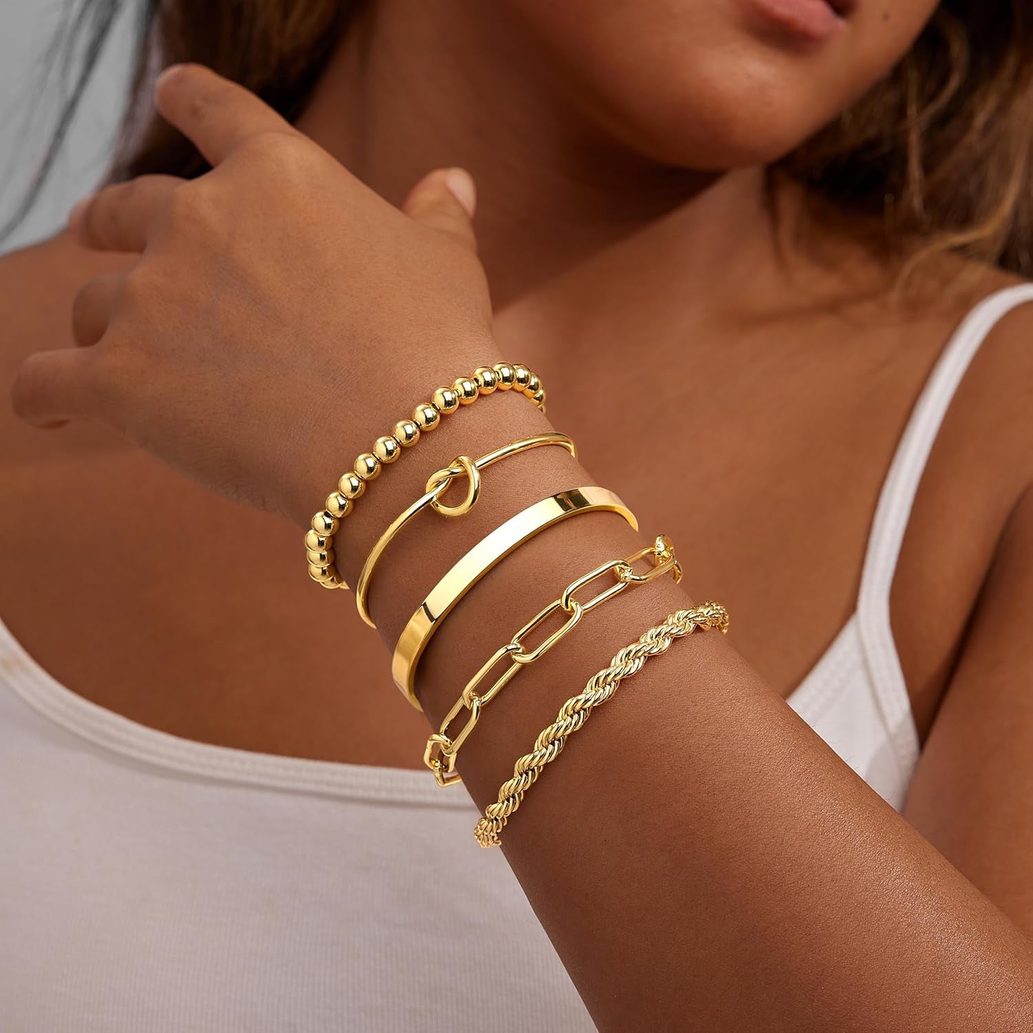 Gold Bracelets Set for Women Non Tarnish