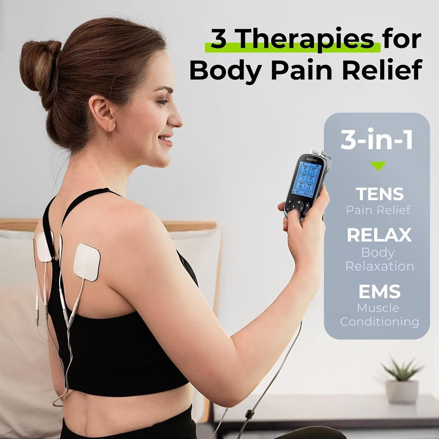 3-In-1 TENS Unit Muscle Stimulator, EMS