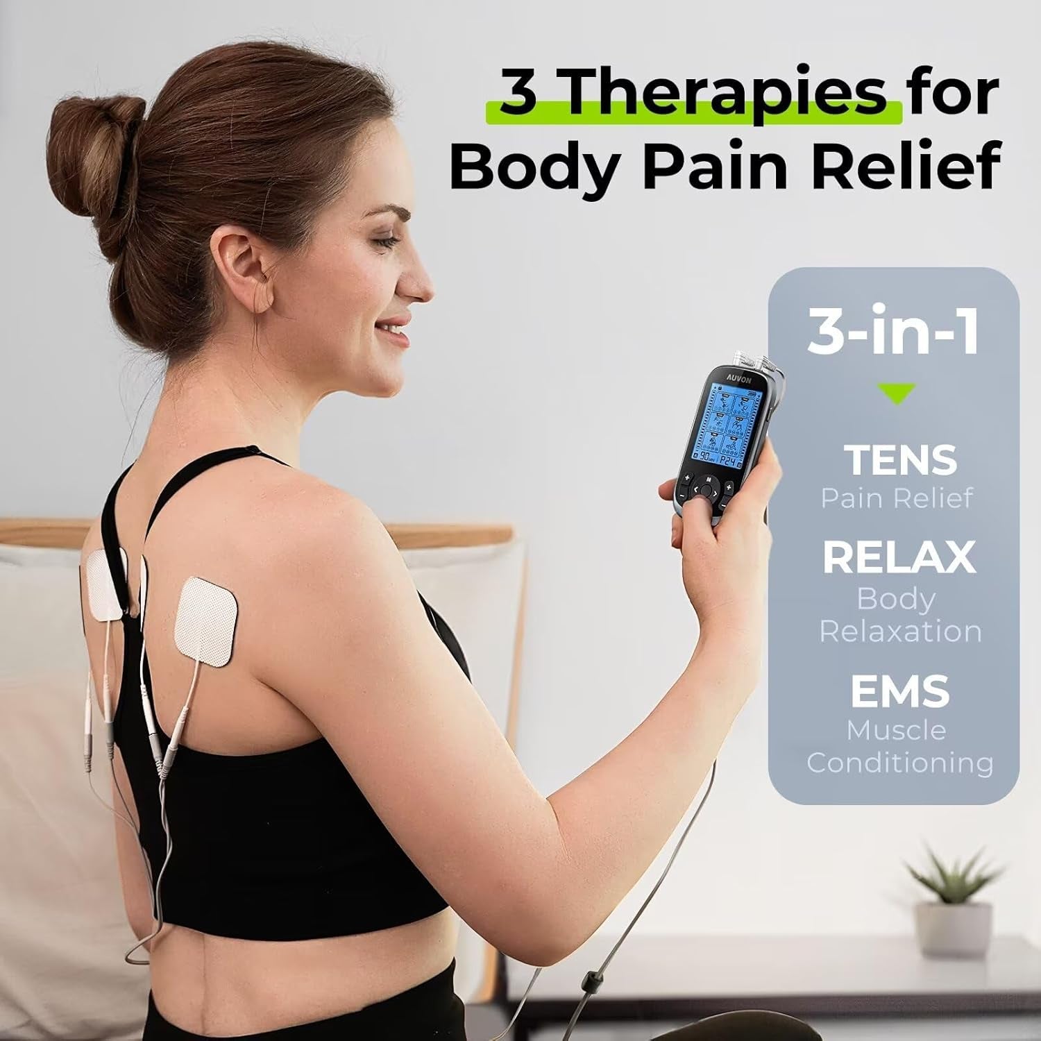 3-In-1 TENS Unit Muscle Stimulator, EMS