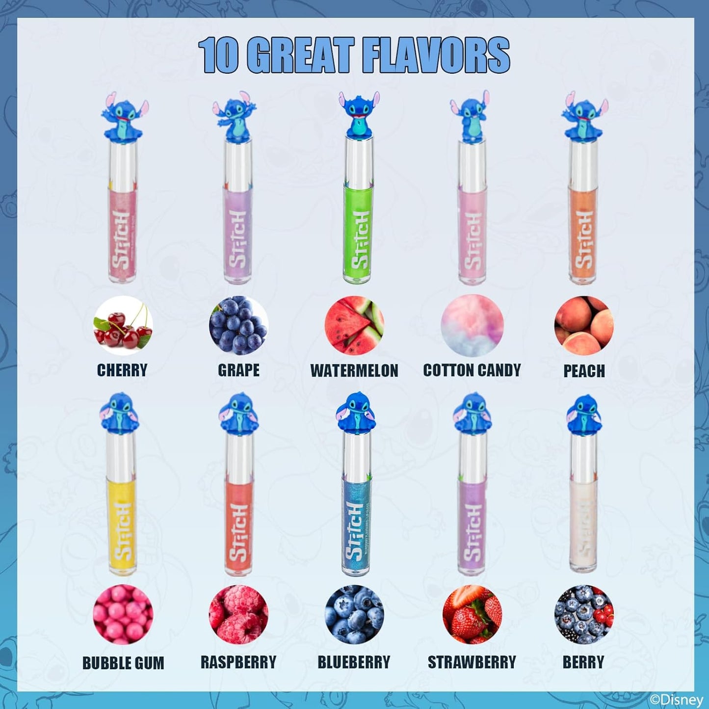 Disney Stitch 10 Piece Plant Based Lip 