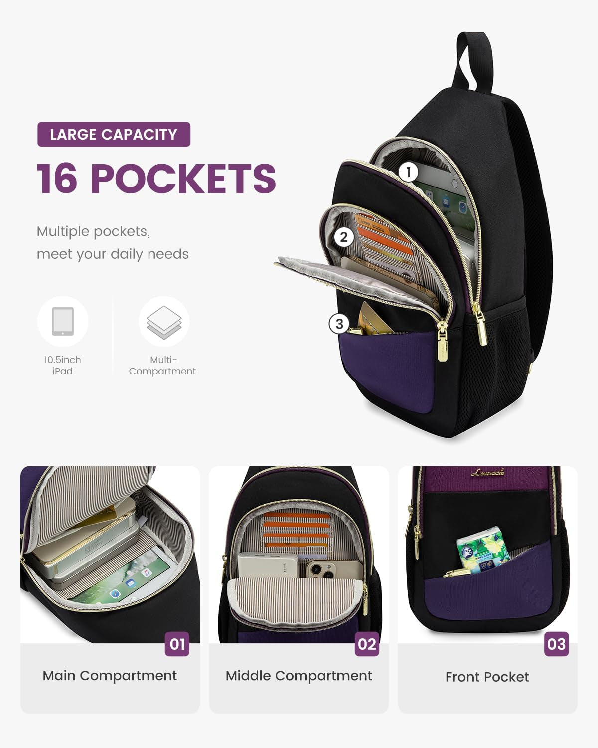 Sling Bag for Women, Sling Backpack 