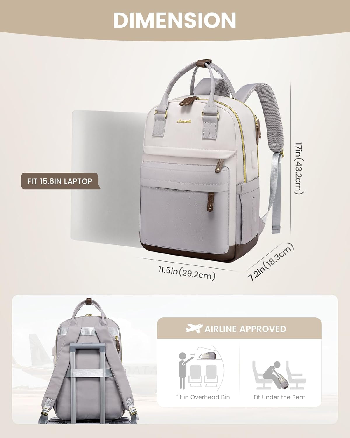 Travel Laptop Backpack Women, 15.6 Inch
