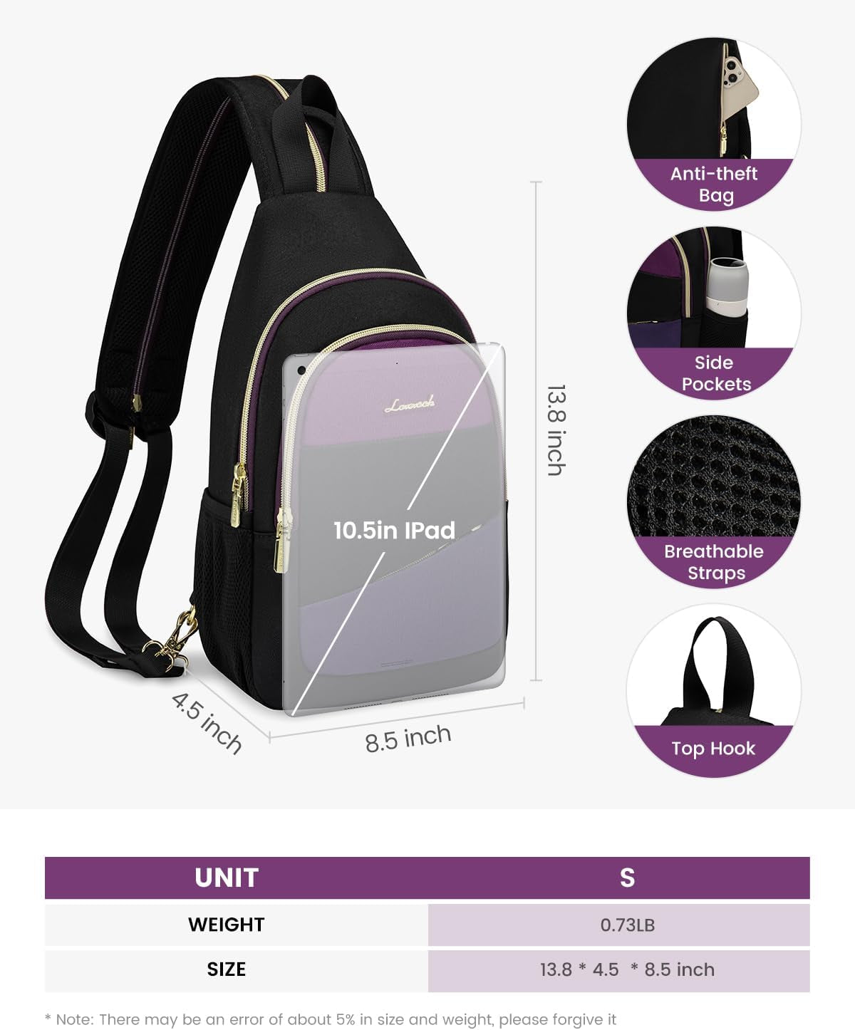 Sling Bag for Women, Sling Backpack 