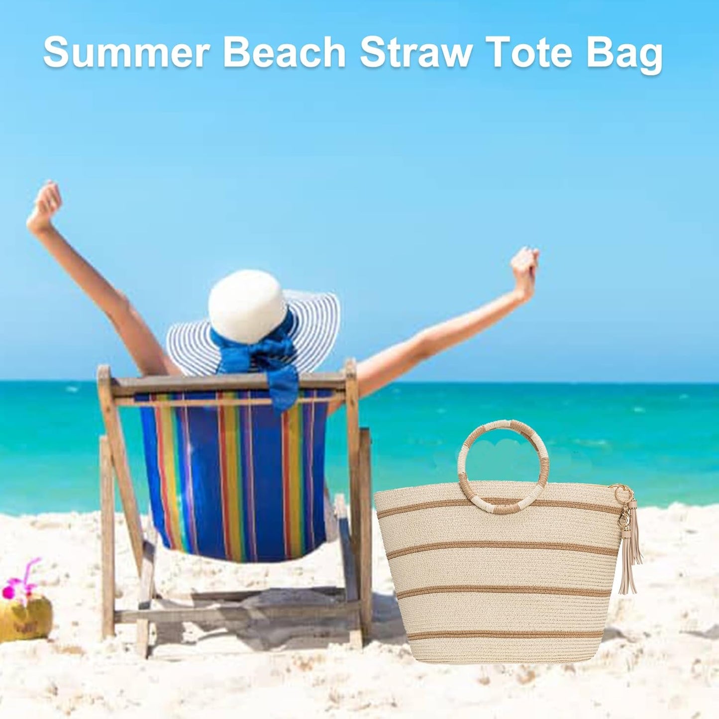Beach Bags for Women Straw Tote Bag