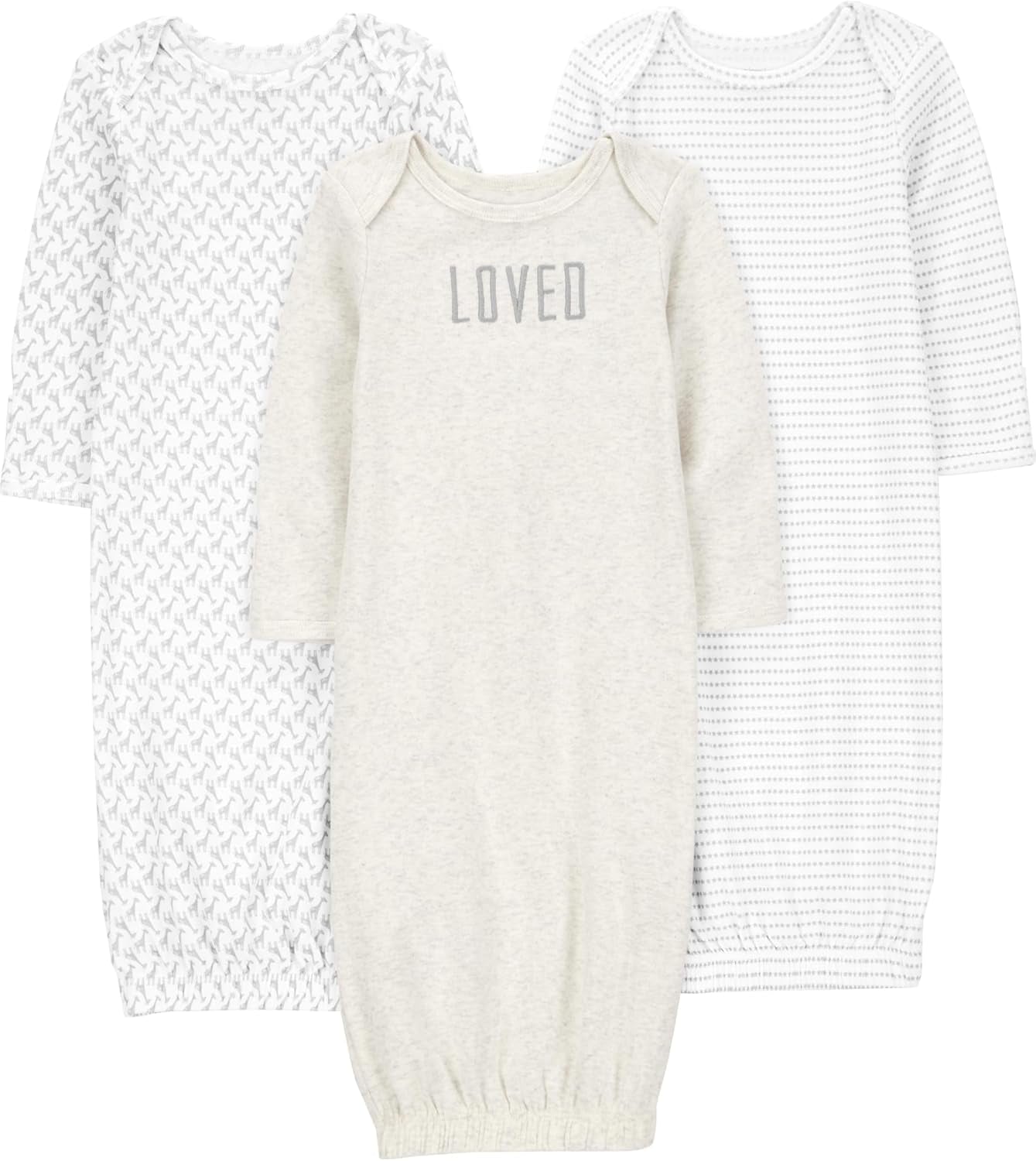 Baby 3-Pack Neutral Cotton Sleeper Gown.