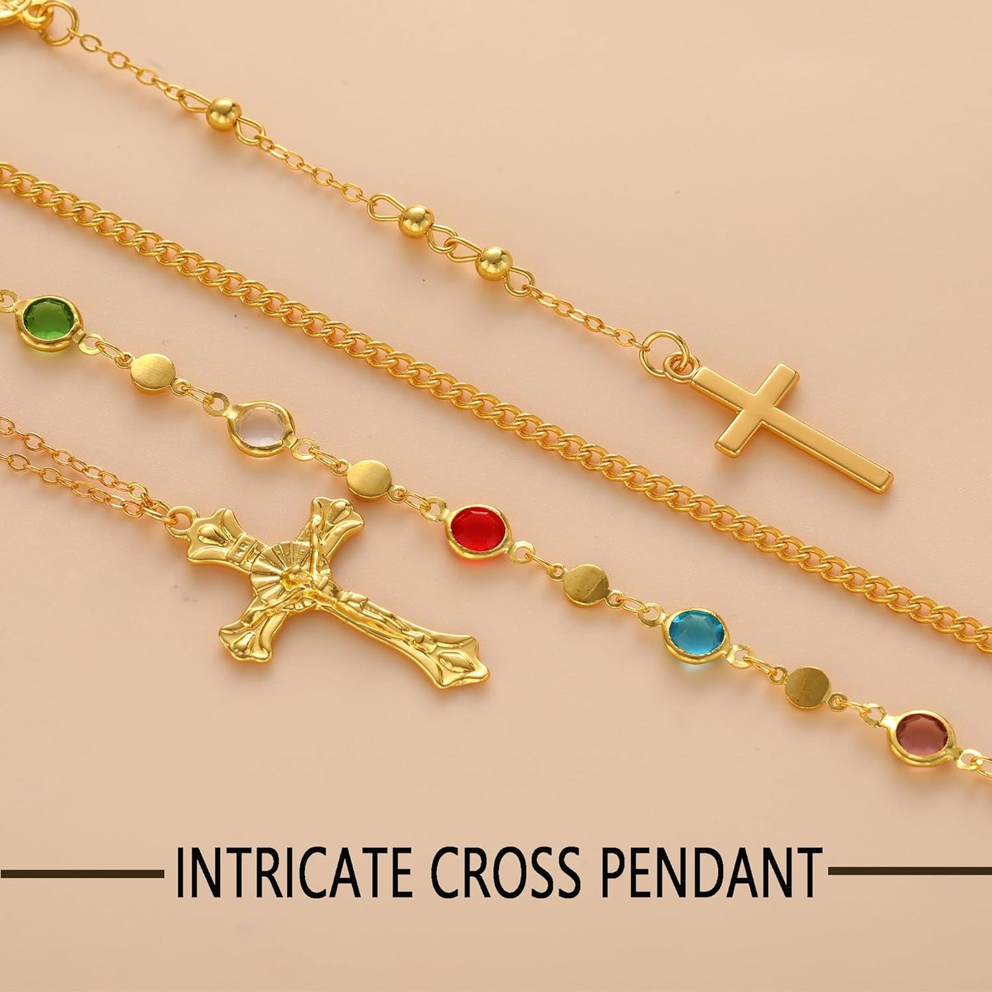 4PCS Layered Gold Cross Necklace
