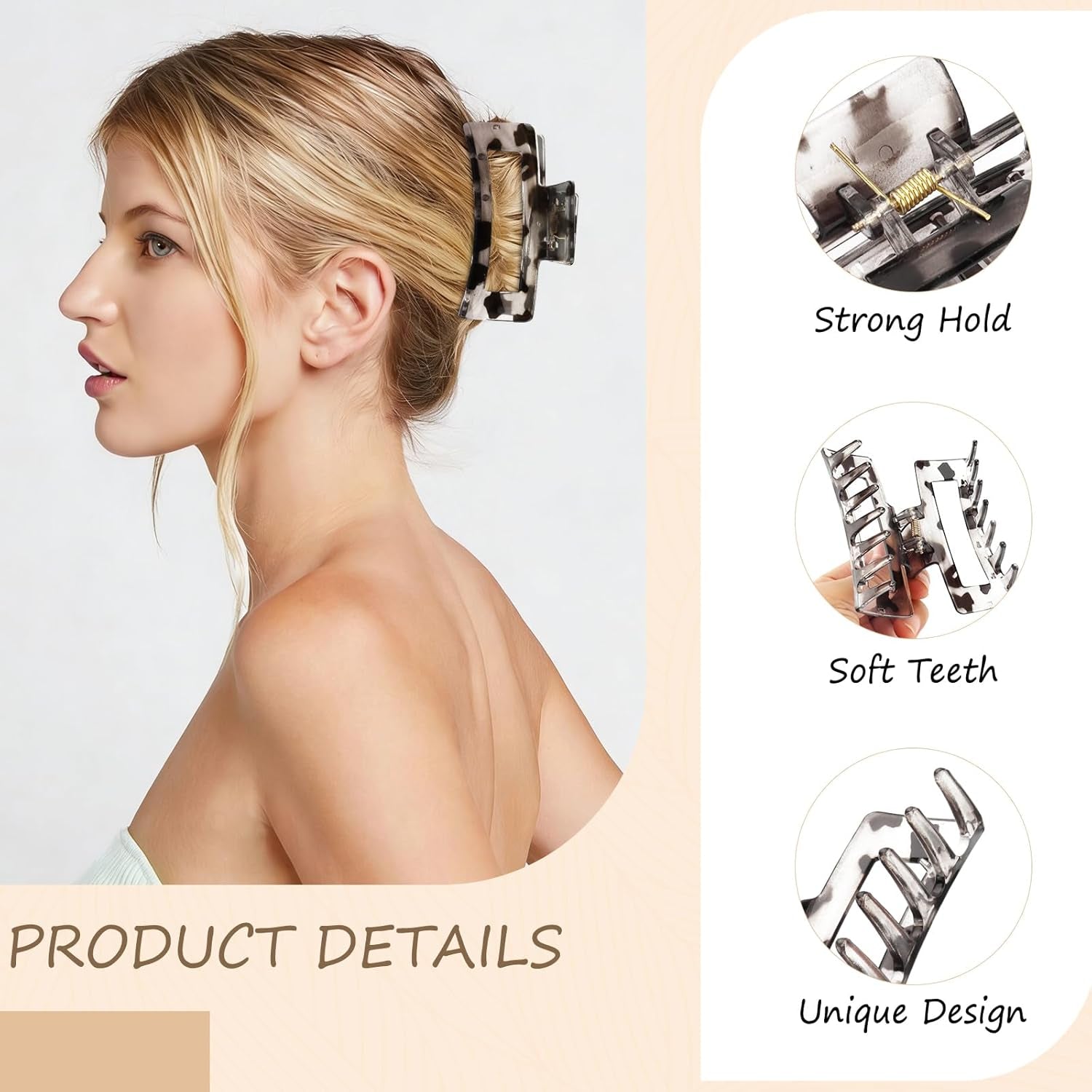 8Pcs Tortoise Shell Claw Clip for Women