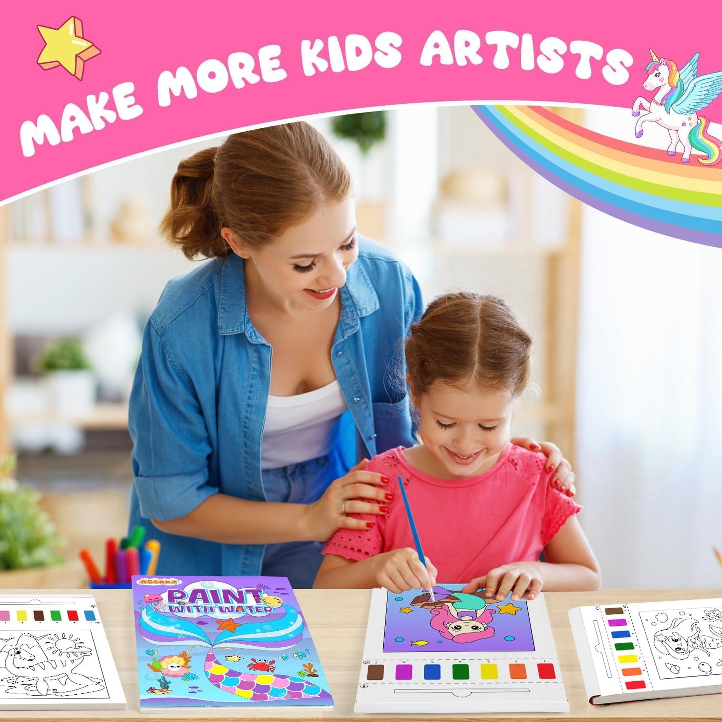3 Pack Paint with Water Coloring Books 