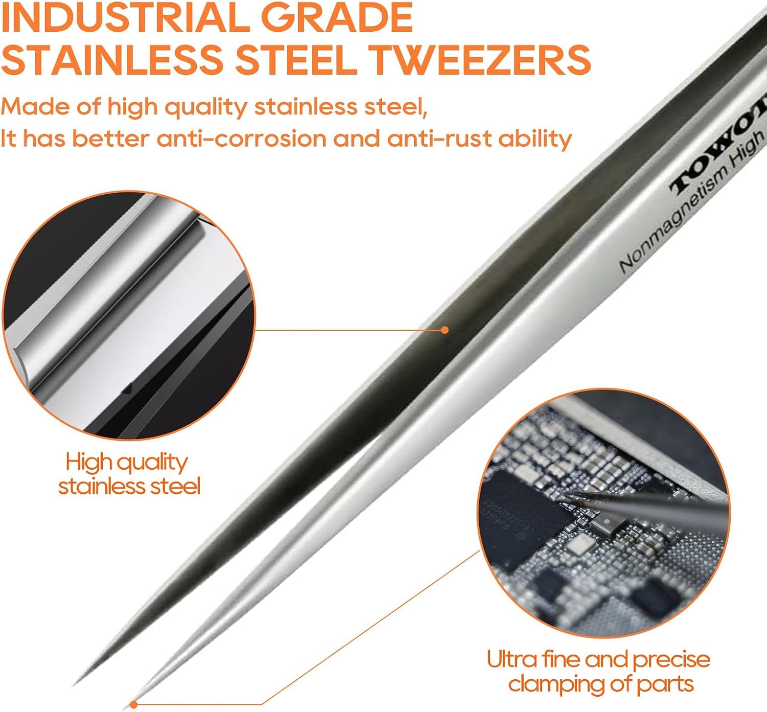 Precision Tweezers 5 PCS Stainless Steel