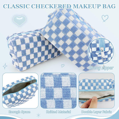 58 Pcs Checkered Makeup Bag Set Preppy
