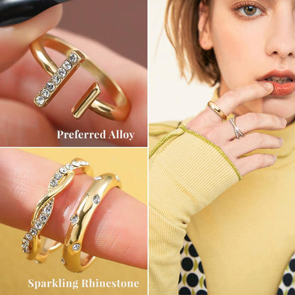 Golden Silvery Black Kunckle Rings Set