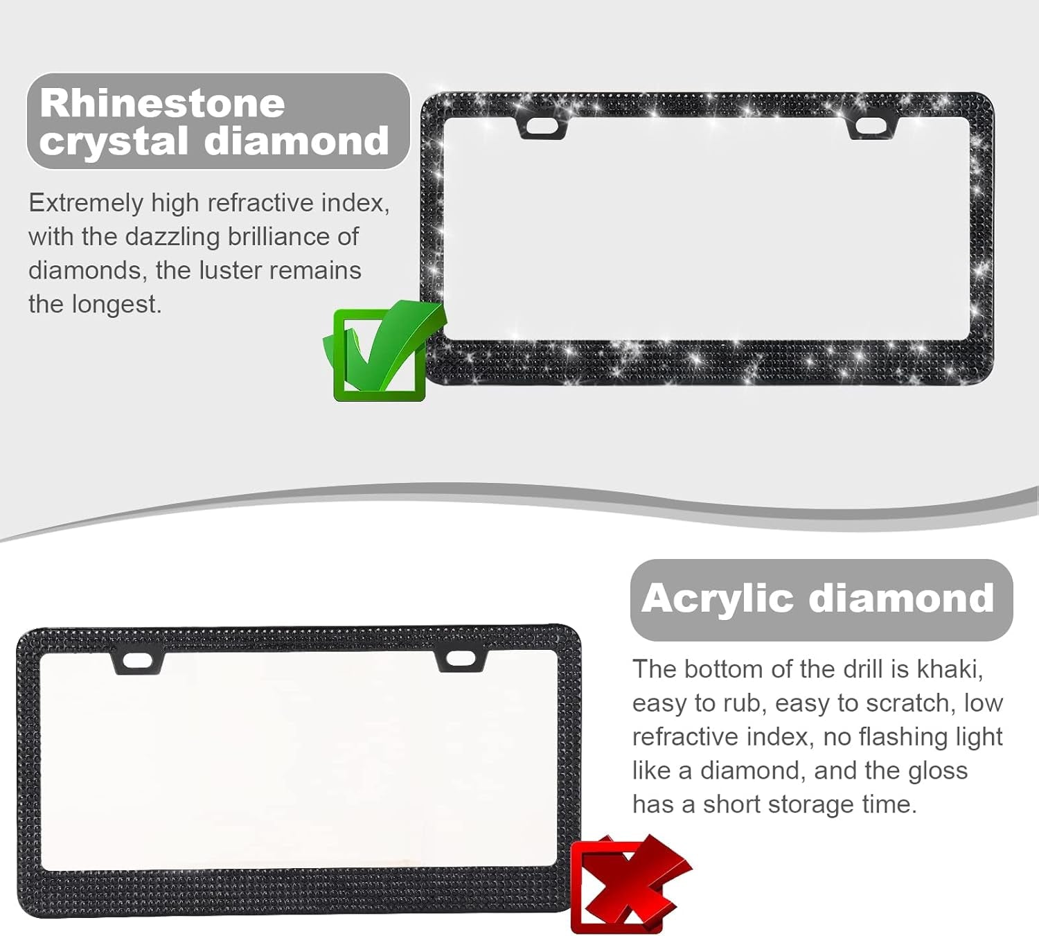2 Pack Bling License Plate Frames ,Women