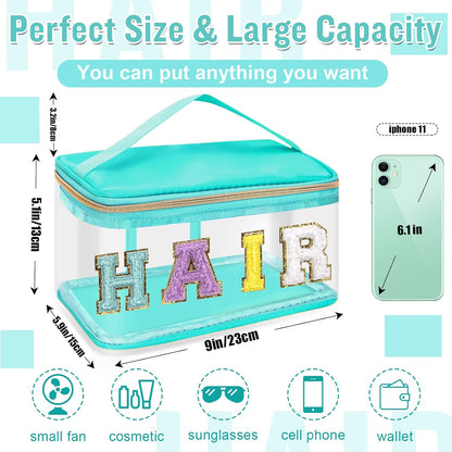 Chenille Letter Clear Makeup Bags 