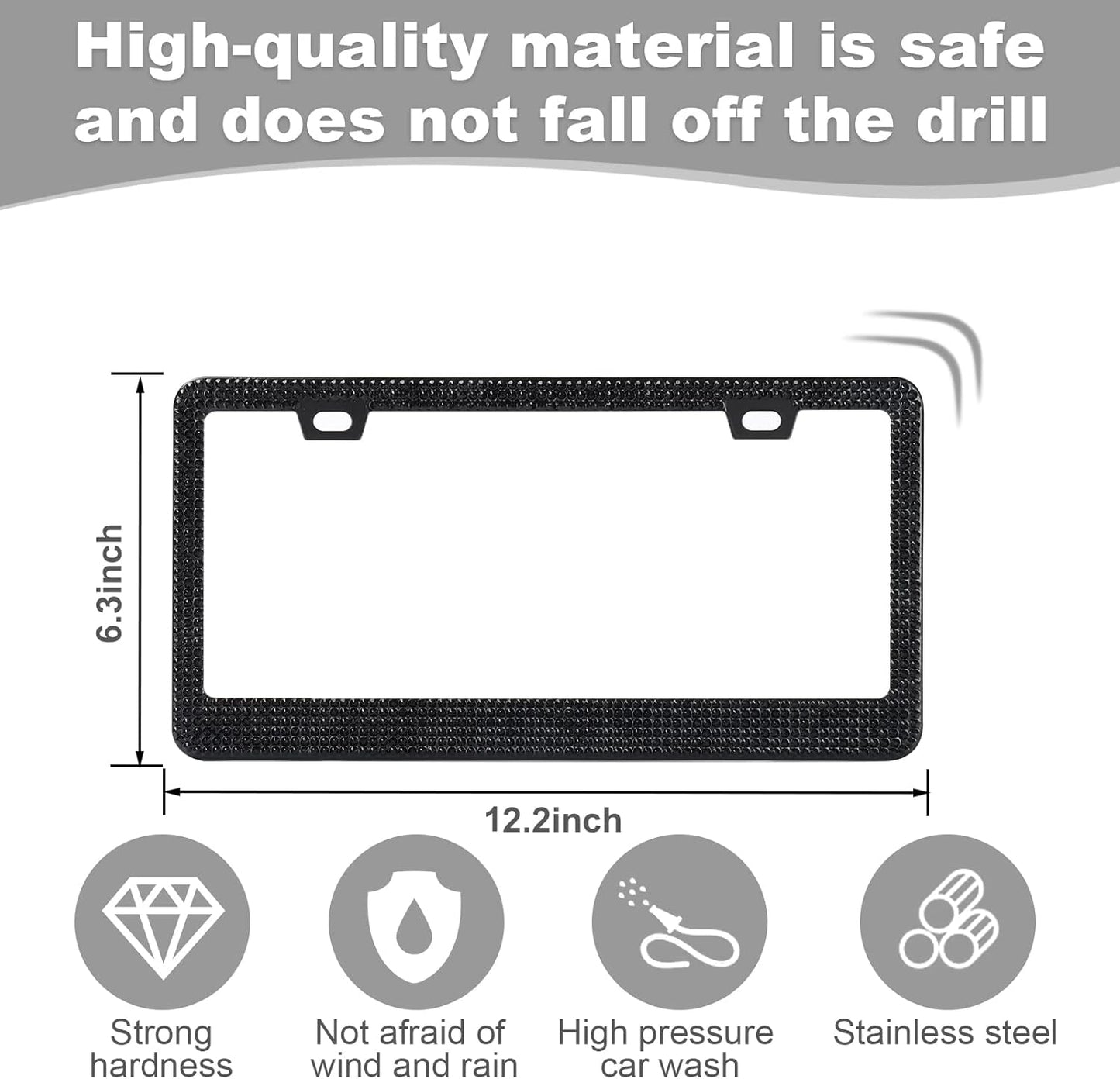 2 Pack Bling License Plate Frames ,Women