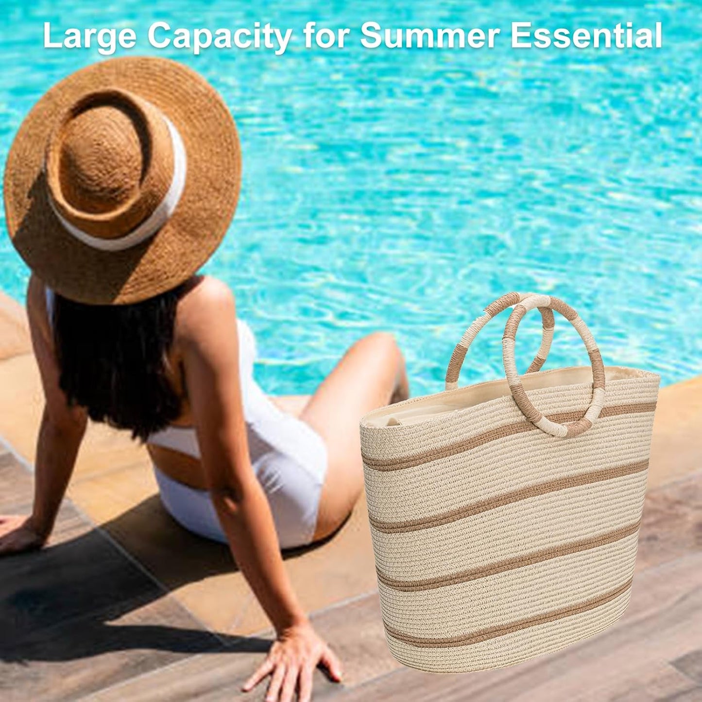 Beach Bags for Women Straw Tote Bag