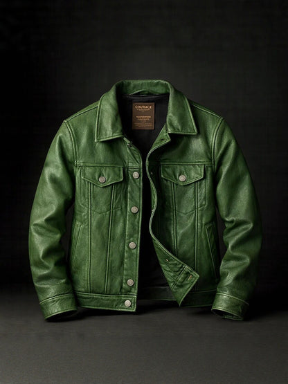 Retro Lapel PU Leather Jacket
