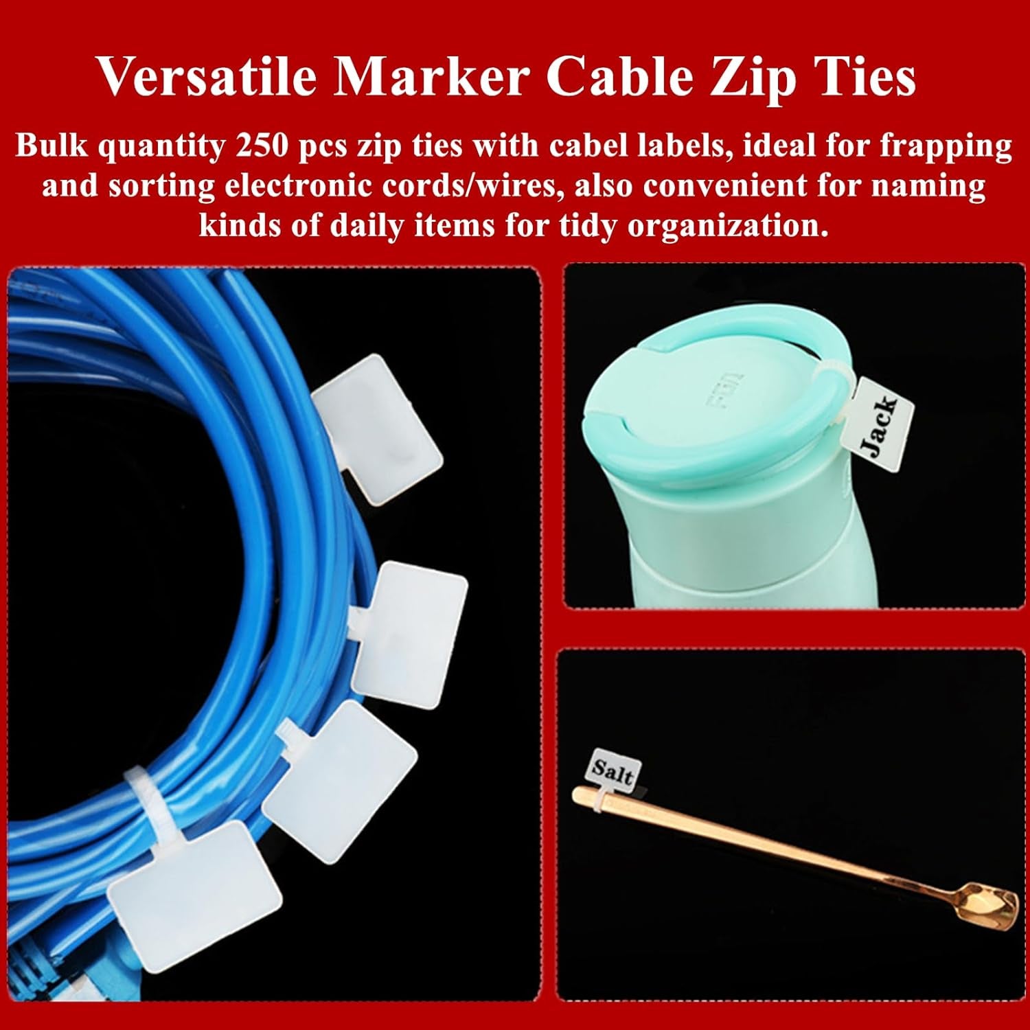 Nylon Marker Cable Zip Ties 250Pcs6 Inch