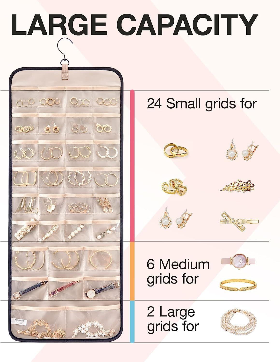 Hanging Jewelry Organizer Storage Roll