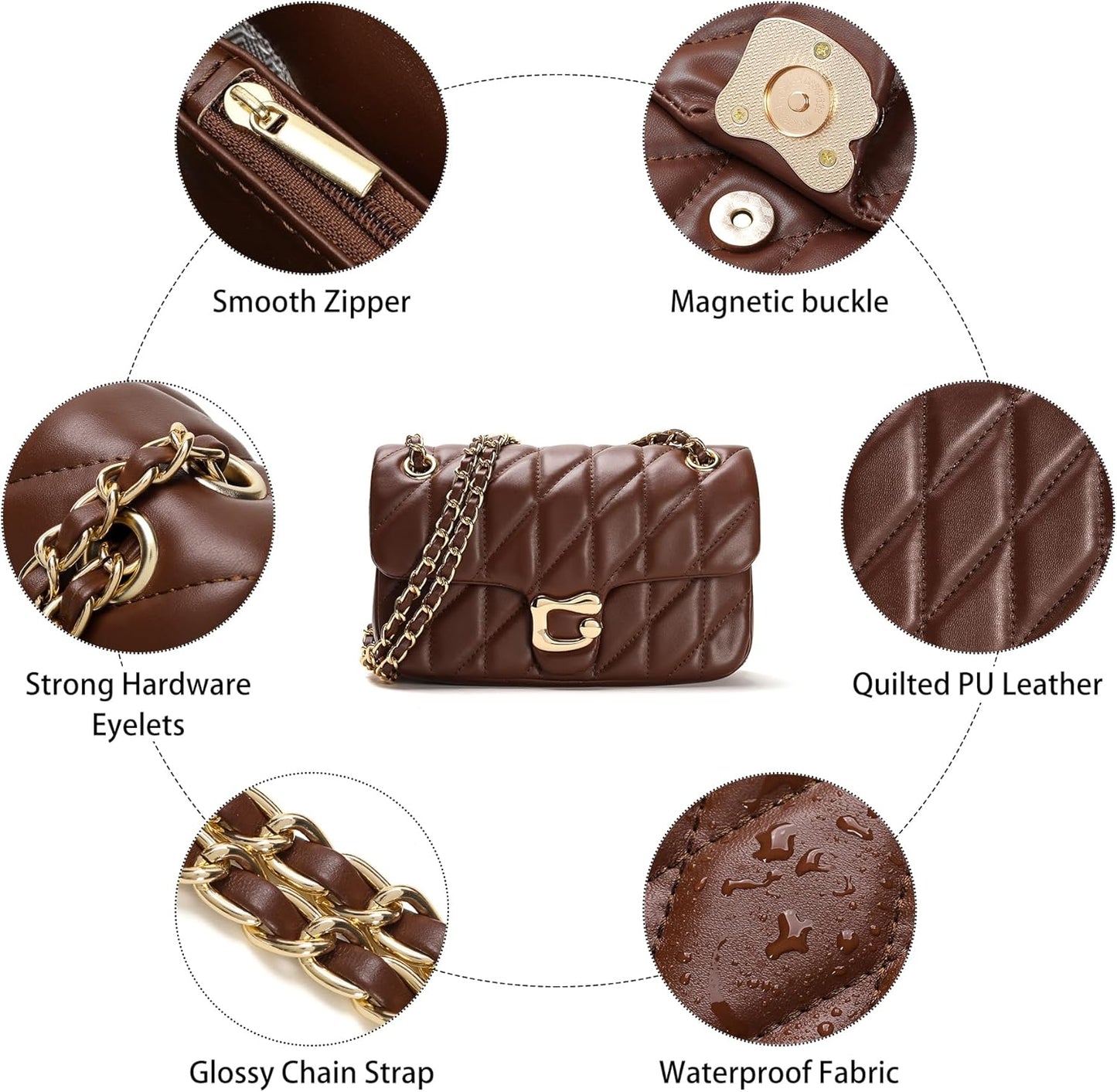 Quilted Crossbody Purse for Women Trendy