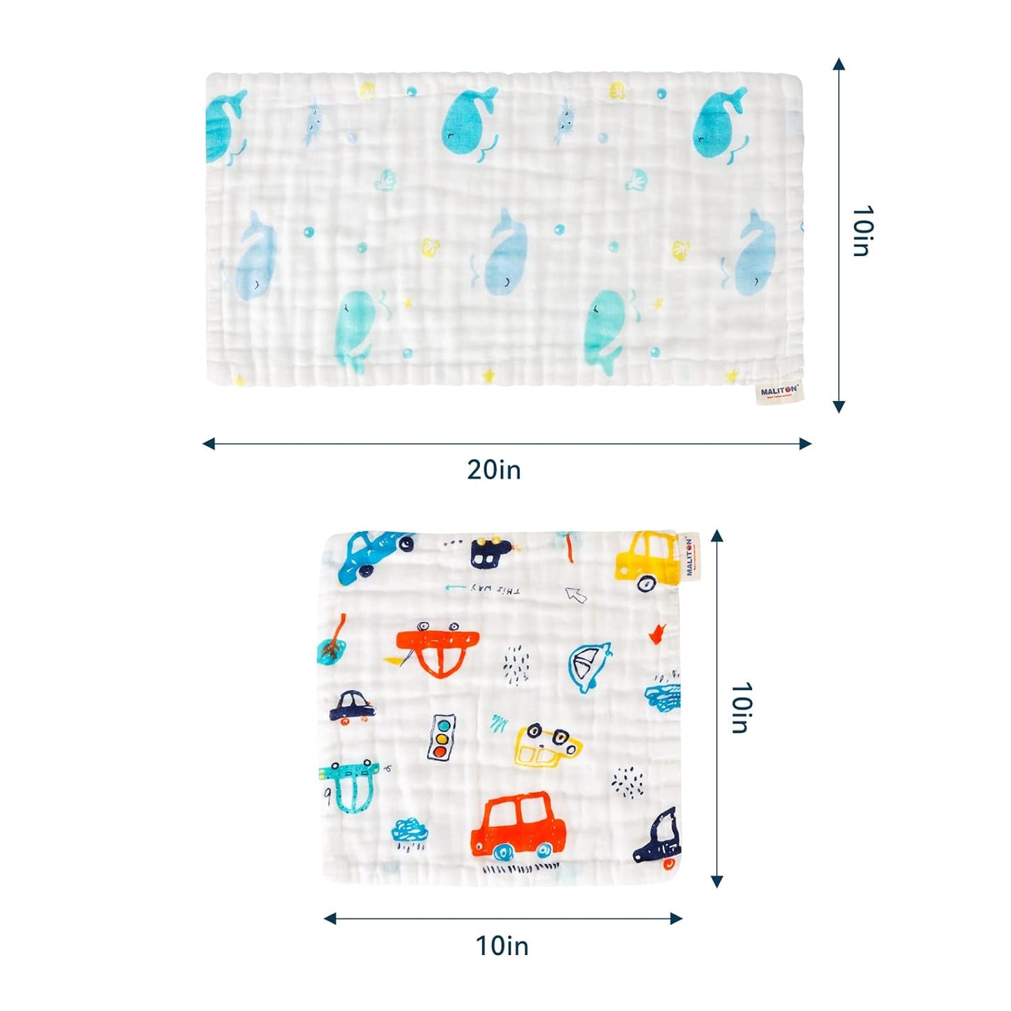 Muslin Baby Burp Cloths 6 Pack L20''X10'