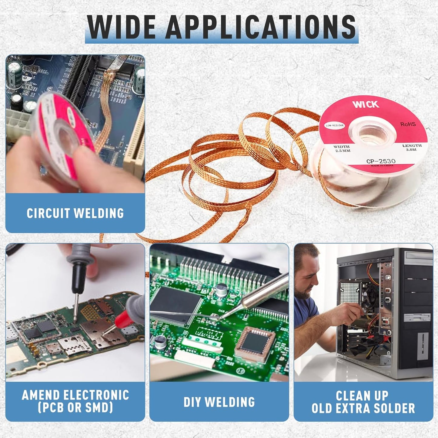 3 in 1 Solder Wick Braid with Flux