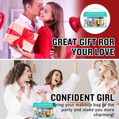 Chenille Letter Clear Makeup Bags 