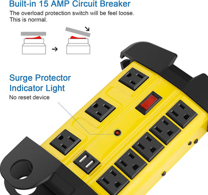 Heavy Duty Power Strip with USB,Workshop