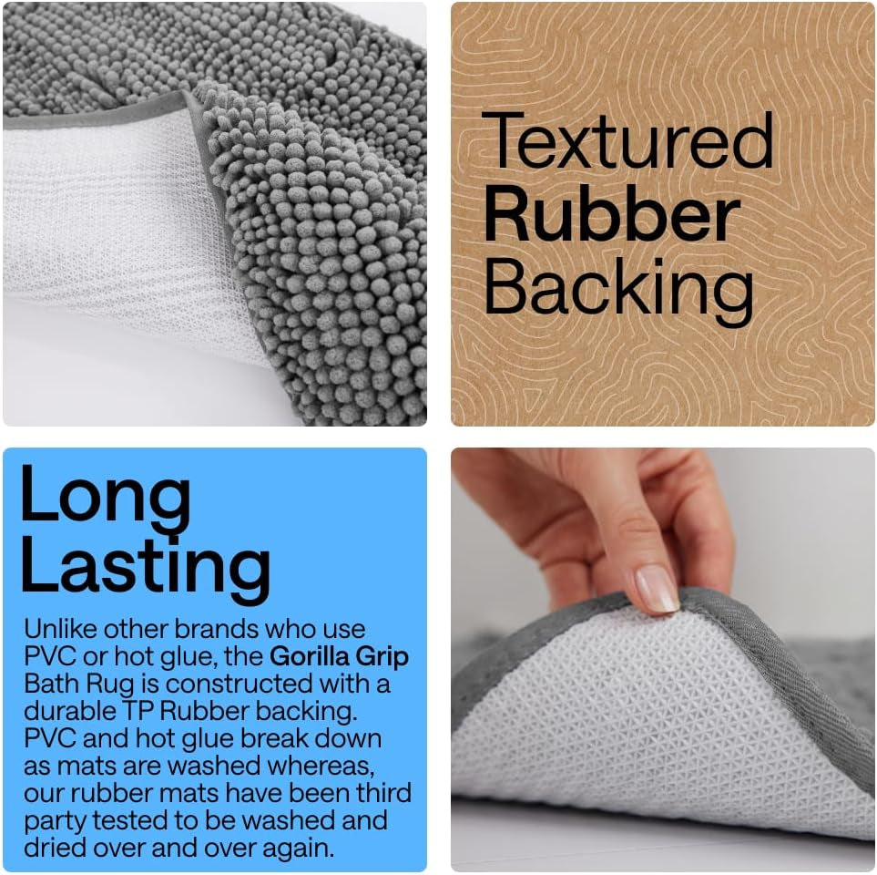 GORILLA GRIP Bath Rug Mat, Thick Soft