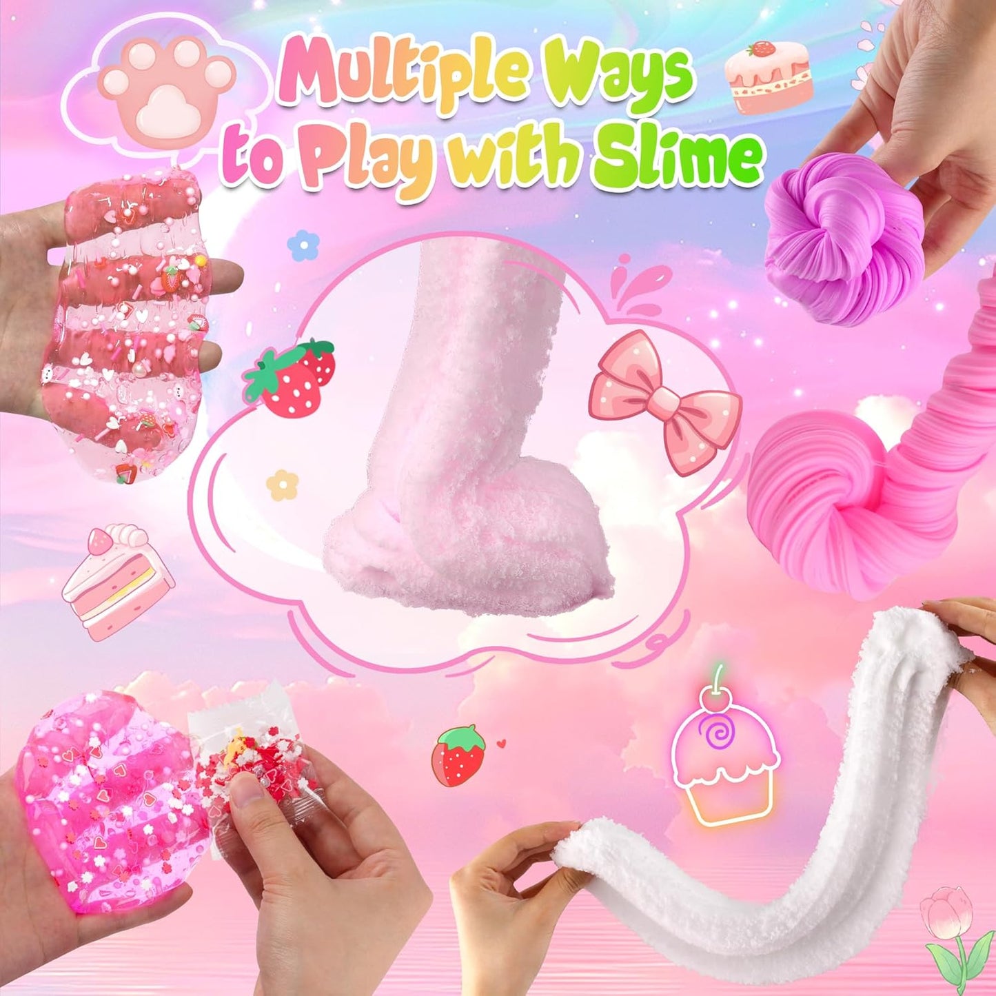 6 Pack Slimes Pink Slime Kids Cloud Kit