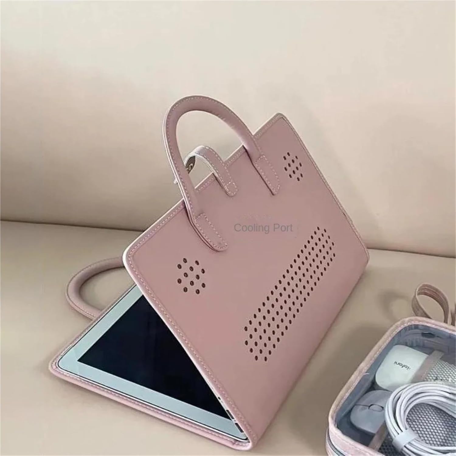 PU Laptop Sleeve Pink with Handle 