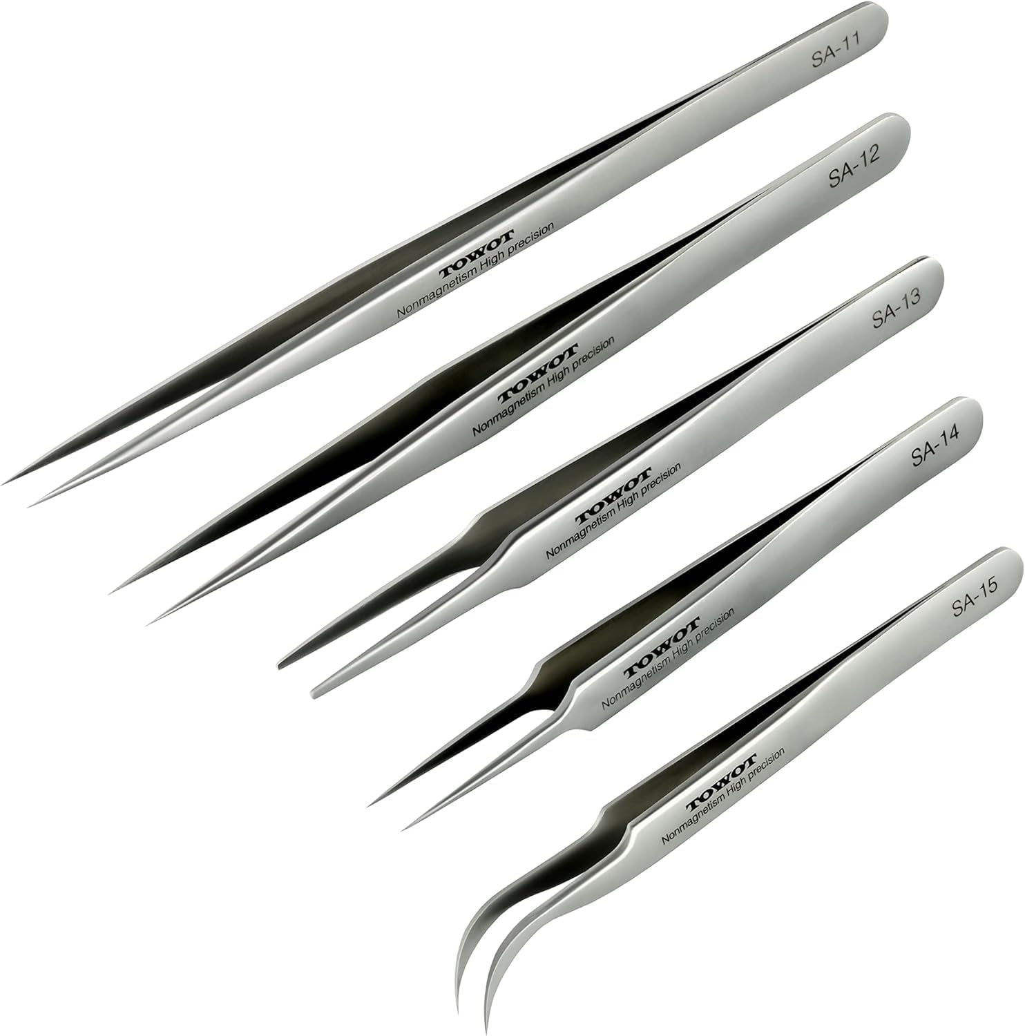 Precision Tweezers 5 PCS Stainless Steel