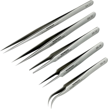 Precision Tweezers 5 PCS Stainless Steel