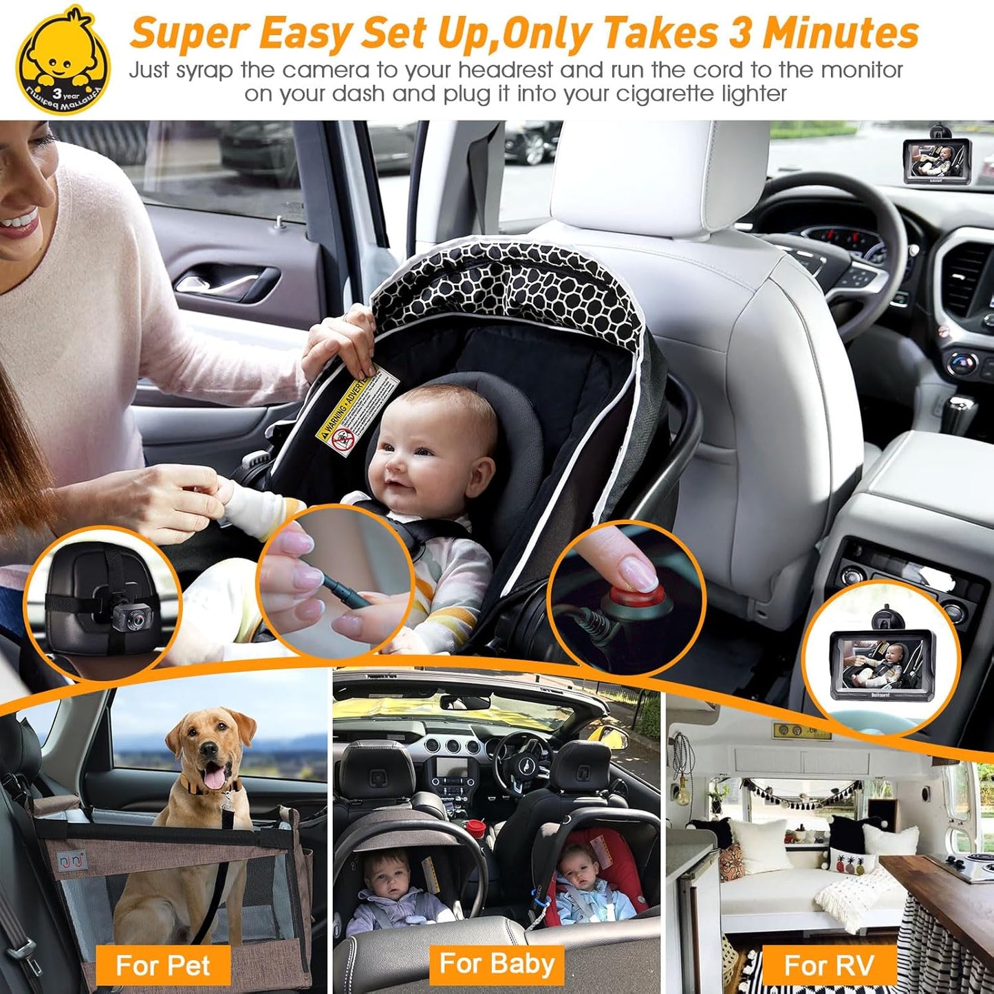 Baby Car Camera HD 1080P - Rear-Facing