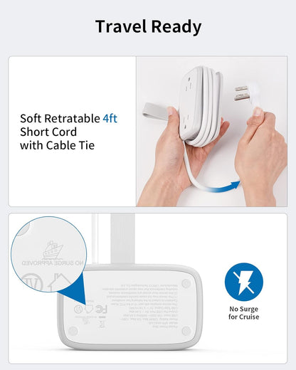Travel Power Strip with USB 2 Pack