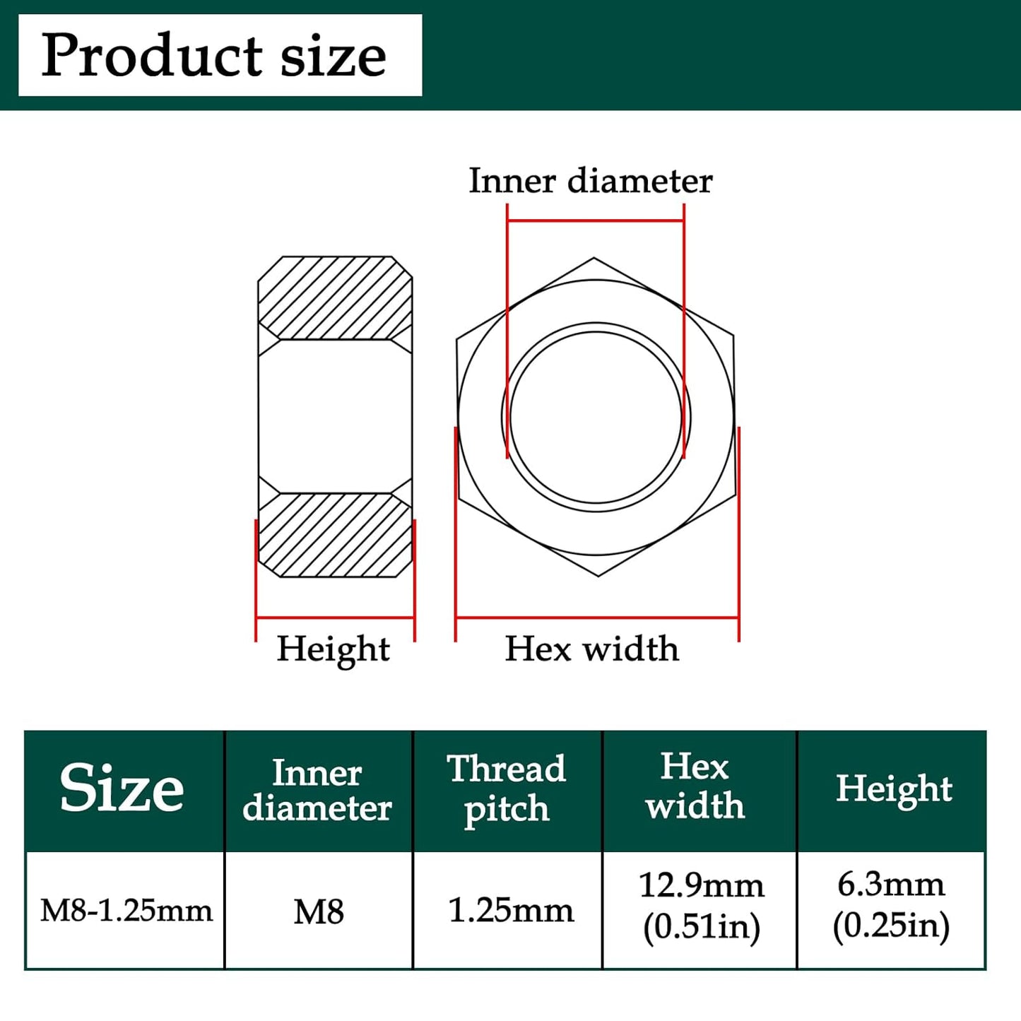10 Pcs M8-1.25Mm Brass Hex Nut,Metric