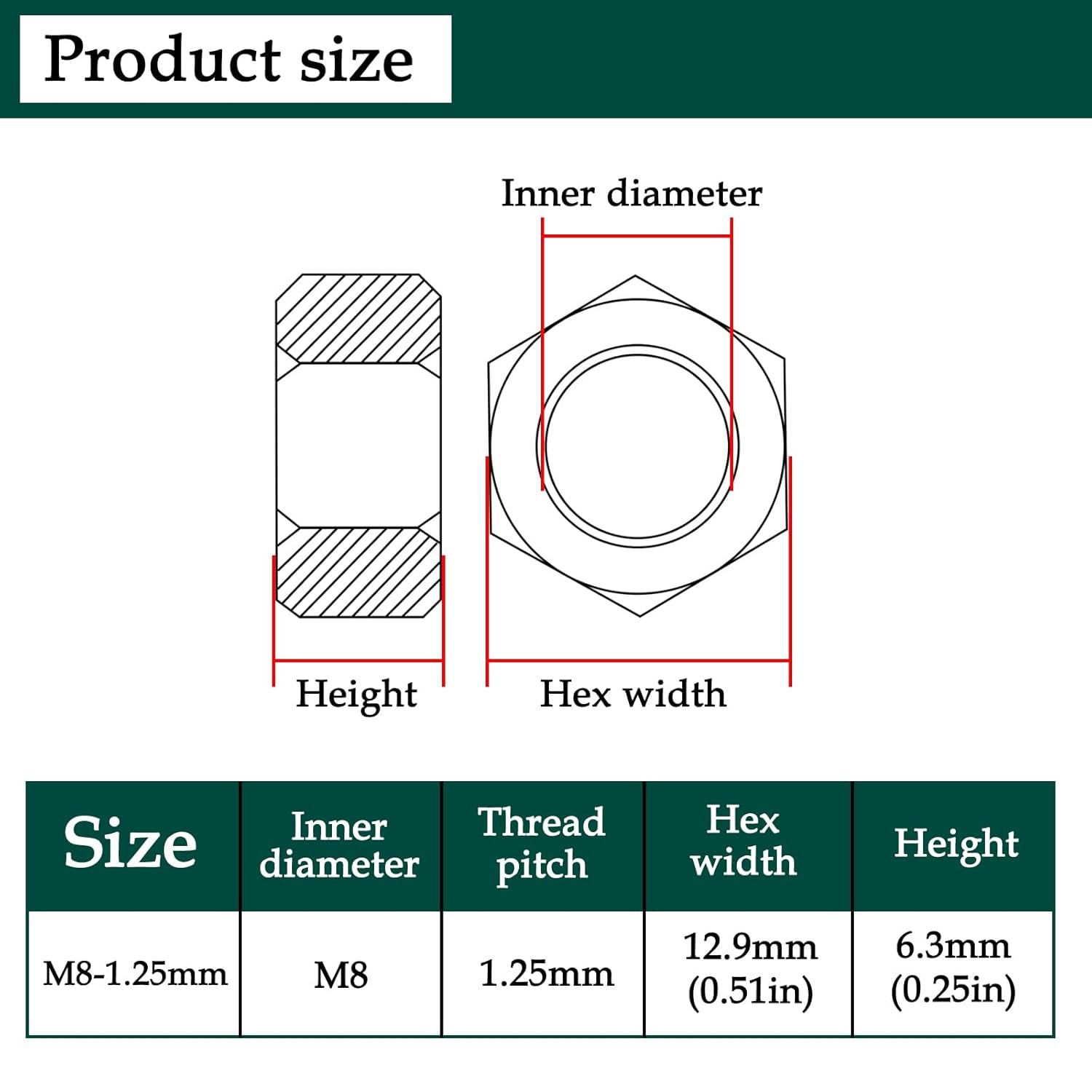 10 Pcs M8-1.25Mm Brass Hex Nut,Metric