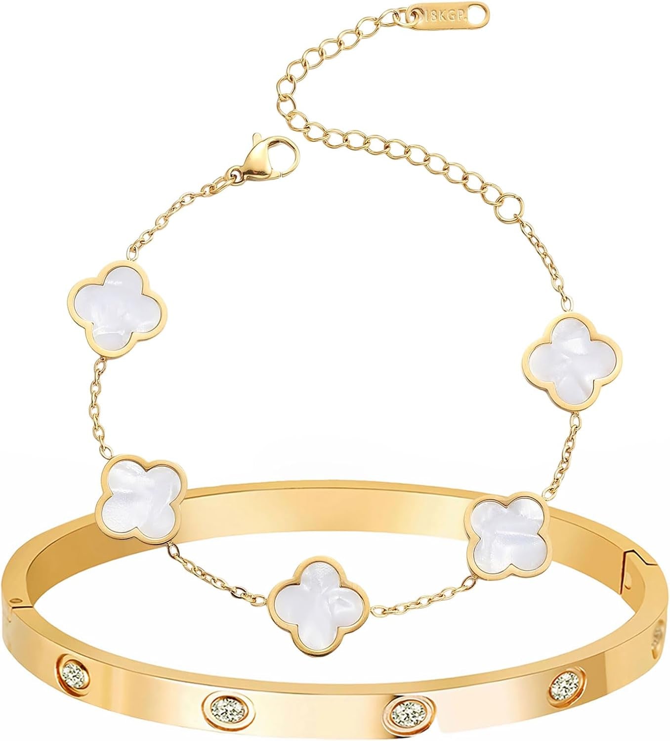 18K Gold Plated Four Leaf Clover Breclet