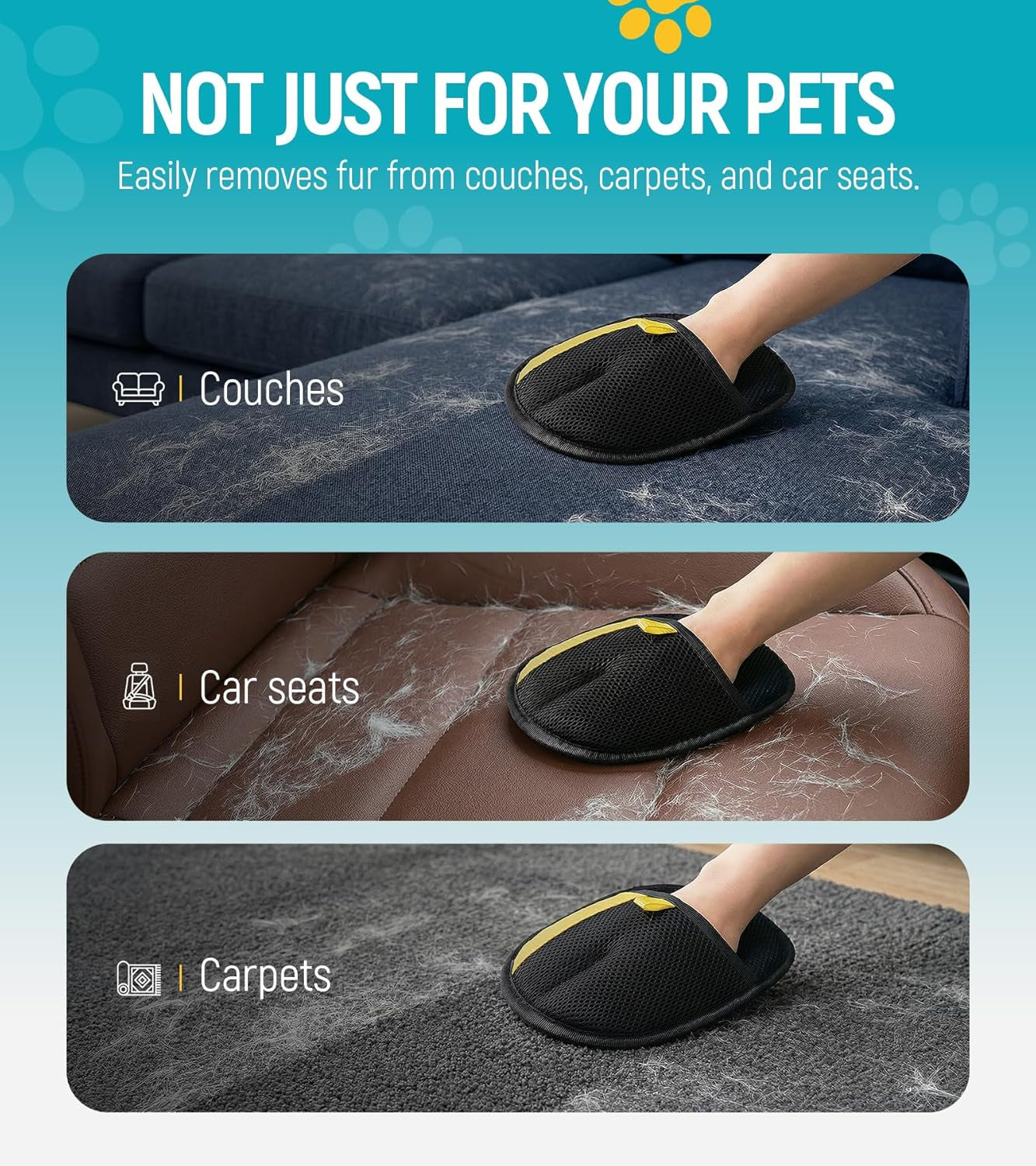 Pet Hair Removal Glove for Dogs & Cats 